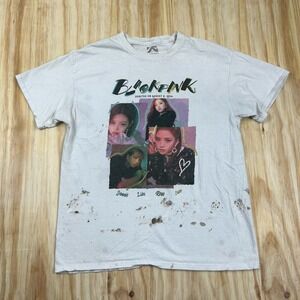 BLACKPINK  LISA Size L Official Merch Alter Ego White KPOP Graphic RARE Flaws
